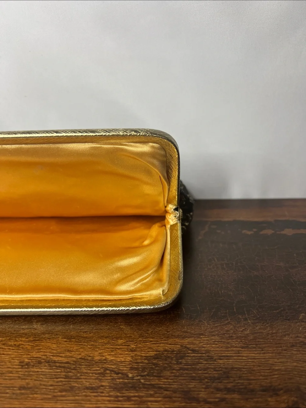 Vintage Black and Gold Scroll-Pattern Frame Clutch